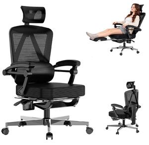 Sedia da ufficio ergonomica con schienale a rete e poggiapiedi