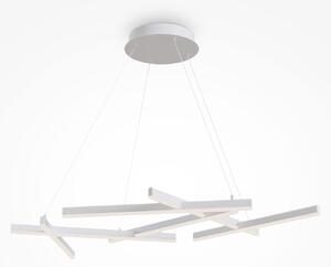Lampadario A Sospensione Moderno Line Alluminio Bianco 6 Luci Led 79W