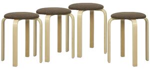 HOMCOM Sgabelli imbottiti set da 4, impilabili, finitura verniciata, gambe in legno, Marrone | Aosom Italy