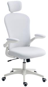 Vinsetto Sedia da Ufficio in Rete con Schienale Alto Poggiatesta Regolabile Supporto Lombare 4D 62x64x120 cm Bianco | Aosom Italy