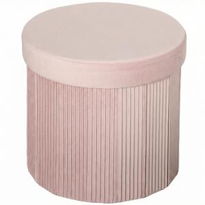 HOMCOM Pouf Contenitore Panca Contenitore Pieghevole 35 L 38x38x38 cm Rivestito in Velluto Baule di Stoccaggio Rotondo Rosa | Aosom Italy