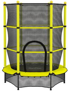 HOMCOM Trampolino per Bambini Ø140 cm per Bambini 3-10 Anni con Rete di Sicurezza Carico 50 kg per Interni Esterni Giallo | Aosom Italy