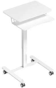 HOMCOM Scrivania Sit-Stand Regolabile in Altezza, Scrivania Mobile con Ripiano per Tastiera, Ruote e Telaio in Acciaio, Bianco | Aosom Italy