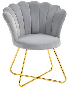 HOMCOM Poltrona a conchiglia sedia da trucco poltrona in velluto poltrona da salotto con piedi in acciaio 69 x 64 x 80 cm grigio | Aosom Italy