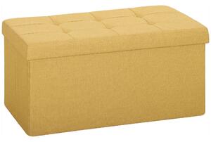 HOMCOM Pouf Contenitore, Panca Contenitore Pieghevole 84 L 76x38x38 cm Rivestimento in Lino Sintetico Giallo | Aosom Italy