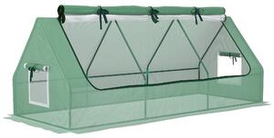 Outsunny Serra Piccola con 2 Finestrelle Laterali e Finestra Centrale, in Acciaio, PE e PP, 240x90x90 cm, Verde