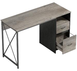 HOMCOM Scrivania per Computer 120x50 cm Scrivania Industriale con Scomparto e 2 Cassetti per Ufficio Grigio Chiaro | Aosom Italy