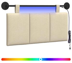 Testiera sospesa Con luce LED Crema Tessuto