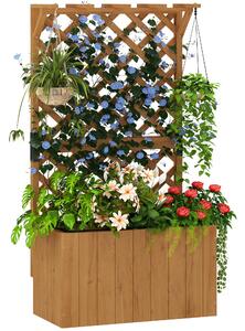 Outsunny Letto per Orto Rialzato con Traliccio per Rampicanti e Pergola Superiore, 64x33x122 cm, Legno