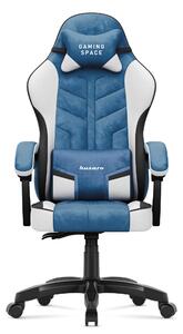 Sedia da gioco Huzaro Force 2.7 Blue - sedia ergonomica girevole in velluto con schienale regolabile, cuscino lombare e poggiatesta, fino a 140 kg