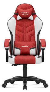 Sedia da gioco Huzaro Force 2.7 Red - sedia girevole ergonomica in velluto con schienale regolabile, cuscino lombare e poggiatesta, fino a 140 kg