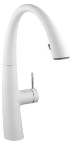 Miscelatore da cucina Naber KWC Zoe 1 con tubo flessibile estraibile, doccia e anello luminoso LED bianco opaco alta pressione