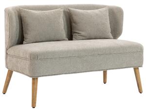 HOMCOM Divano 2 posti, piccolo divano in chenille con schienale a ali, seduta spessa, piedi in legno di caucciù, Beige | Aosom Italy