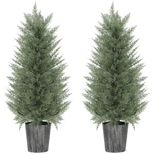 HOMCOM Set da 2 Alberi di Cipresso Artificiali grandi 90cm Pianta artificiale, plastica piante artificiali in vaso 15 x 15 x 90 cm Verde | Aosom Italy