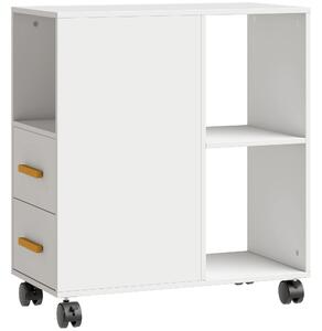 HOMCOM Supporto per stampante Tavolo per stampante con ripiano regolabile, ruote per fax scanner 60 x 30 x 65 cm Bianco | Aosom Italy