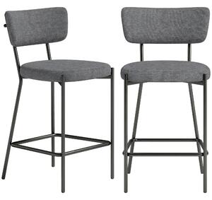 HOMCOM Set 2 sgabelli da bar, sgabelli imbottiti con schienale sagomato, per isola cucina, angolo colazione, Grigio | Aosom Italy