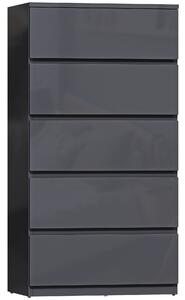 HOMCOM Cassettiera 5 cassetti, mobile contenitore ad alta lucentezza, chiusura ammortizzata e silenziosa, 53 x 34 x 100 cm, grigio | Aosom Italy