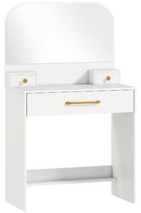 HOMCOM Toeletta con specchio, toeletta compatta con 3 cassetti, bianco | Aosom Italy