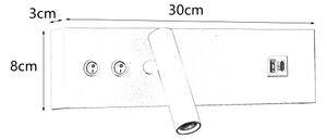 Brilagi-LED Lampada da parete orientabile con porta USB NOCTIS LED/3W/230V+LED/9W nera