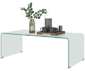 HOMCOM Tavolino in Vetro Temperato Moderno da Salotto con Design Monoblocco, 100x50x35 cm, Trasparente