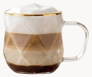 Set di 2 tazze da caffè in vetro borosilicato Geo Gold