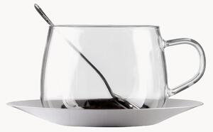 Tazza da caffè in vetro borosilicato con piattino e cucchiaino Eva 3 pz