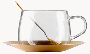 Tazza da caffè in vetro borosilicato con piattino e cucchiaino Eva 3 pz