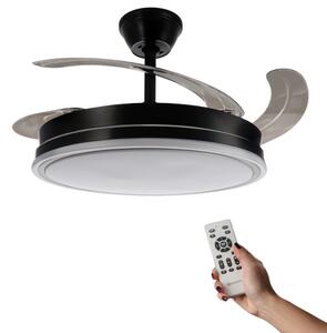 Lampadario Ventilatore da soffitto Olga 36W Nero illuminazione Led CCT regolabile con telecomando M mimotec