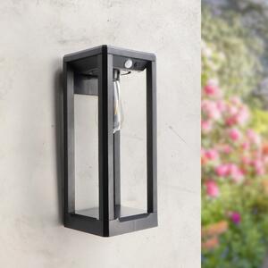 Lanterna Led da parete Delhi Plus 2,5W Nero con pannello solare IP54 Bianco caldo 2700K con sensore crepuscolare e di movimento iSG Lighting