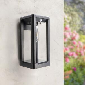 Lanterna Led da parete Delhi 2,5W Nero con pannello solare IP54 Bianco caldo 2700K con sensore crepuscolare e di movimento iSG Lighting