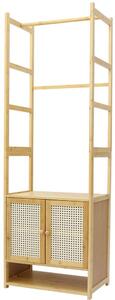 Appendiabiti in bambù autoportante - Armadio per cappotti con ripiano per scarpe - Porta scorrevole - Contenitore per abiti e scarpe - 53x31,5x168 cm - massimo 100 kg - legno naturale