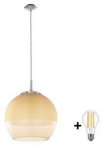 BRILAGI-LED Lampada a sospensione con cavo RETRO GLASS 1xE27/60W/230V cromo satinato/beige fumé