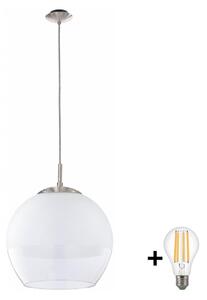 BRILAGI - Lampada a sospensione LED con cavo RETRO GLASS 1xE27/60W/230V cromo opaco/bianco