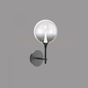 Applique a parete bolla, metallo nero opaco + vetro fumè led 4,5w 