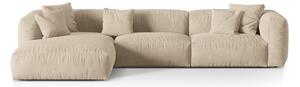 Divano angolare componibile beige (con penisola a sinistra/con chaise lounge) con rivestimento in velluto Martina – Micadoni