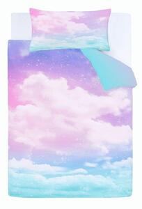 Set copripiumino e federa da bambini blu e rosa per letto singolo 135x200 cm Ombre Rainbow Clouds – Catherine Lansfield