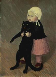 Theophile Alexandre Steinlen - Stampa artistica A Small Girl with a Cat 1889, (30 x 40 cm)