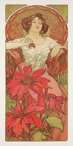 Stampa artistica Ruby from The Precious Stones Series Beautiful Distressed Art Nouveau Lady - Alphonse Alfons Mucha, (20 x 40 cm)