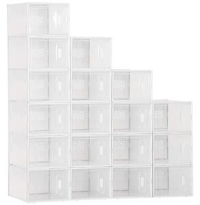 HOMCOM Mobile Scarpiera Rettangolare in Plastica PP, 18 Box 25x35x19 cm per Scarpe max 43 EU, Vestiti e Libri|Aosom