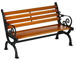 Outsunny Panchina da Giardino 2 Posti con Braccioli curvi, schienale alto e seduta a doghe, in Alluminio e Legno, 120x64x79cm, Teak | Aosom Italy