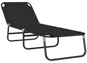 Outsunny Sdraio da Giardino Pieghevole con Schienale Regolabile, Acciaio e Tessuto Oxford, 188x56x28cm, Nero|Aosom