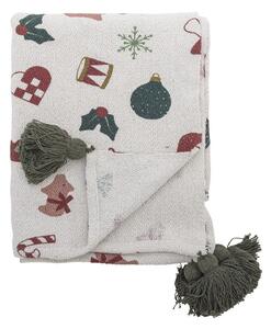 Coperta bianca in cotone riciclato a tema natalizio 130x160 cm Yule – Bloomingville