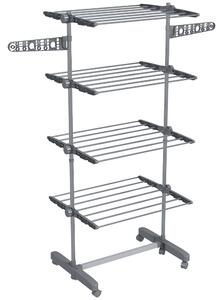 HOMCOM Stendino Verticale con 4 Ripiani Regolabili, in Acciaio e Plastica, 142x55x172 cm, Grigio e Argento