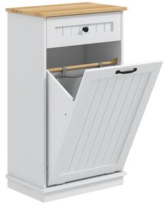 HOMCOM Mobile Bagno in Legno con Cesto Portabiancheria Ribaltabile e Cassetto Spazioso per Organizzazione Ottimale in Bianco|Aosom