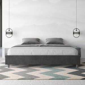 Letto matrimoniale AZELIA king size con giroletto imbottito, rivestimento in Microfibra dimensioni 180x190 cm Senza Testiera colore Grigio