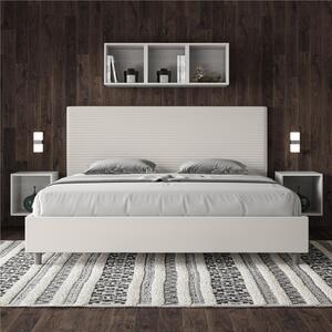 Letto matrimoniale FOCUS king size con giroletto imbottito Similpelle, dimensioni 180x190 cm testata con linee orizzontali a formare un effetto trapuntato, colore Bianco