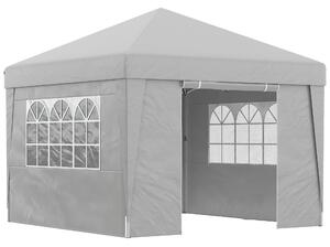 Outsunny Gazebo 3x3 m Pieghevole ad Altezza Regolabile con Finestrelle, in Acciaio e Tessuto Oxford Grigio Chiaro