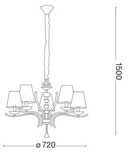 Ideal Lux - Lampadario a sospensione con catena PEGASO 5xE14/28W/230V diametro 72 cm cromo lucido