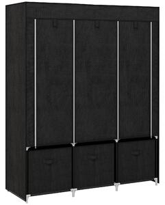 HOMCOM Armadio in Tessuto Salvaspazio, Guardaroba Pieghevole con Ripiani e Cassetti, Ante Avvolgibili con Zip, 125x43x162.5cm, Nero | Aosom Italy