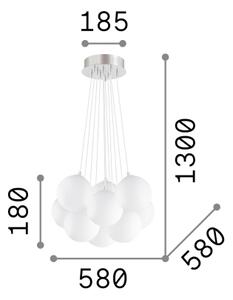 Ideal Lux - Lampadario sospeso con cavi MAPA, 11xE14/40W/230V, diam. 58 cm, bianco